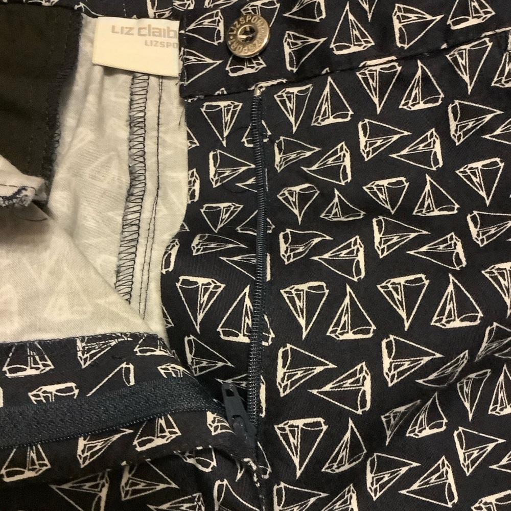 Liz Claiborne Liz Sport Navy Blue & White Sailboat Cropped Pants Size 6 - Picture 5 of 11